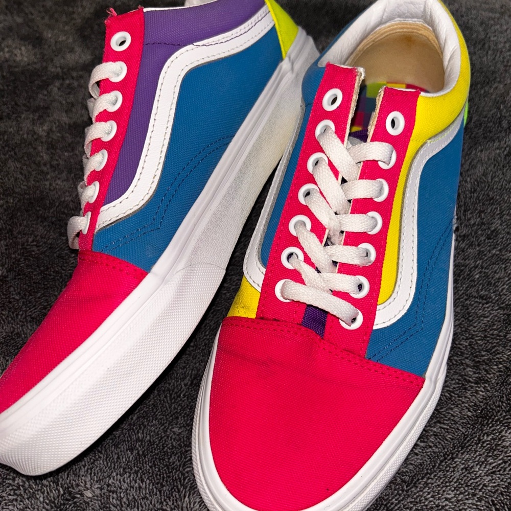 Vans Women's Multicolor Canvas Low-Top Sneakers Pink, Blue, Purple, Yellow 91/5
